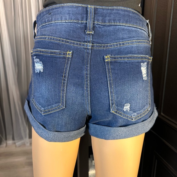 Fashion Nova Dark Blue Jean Shorts - Picture 3 of 6